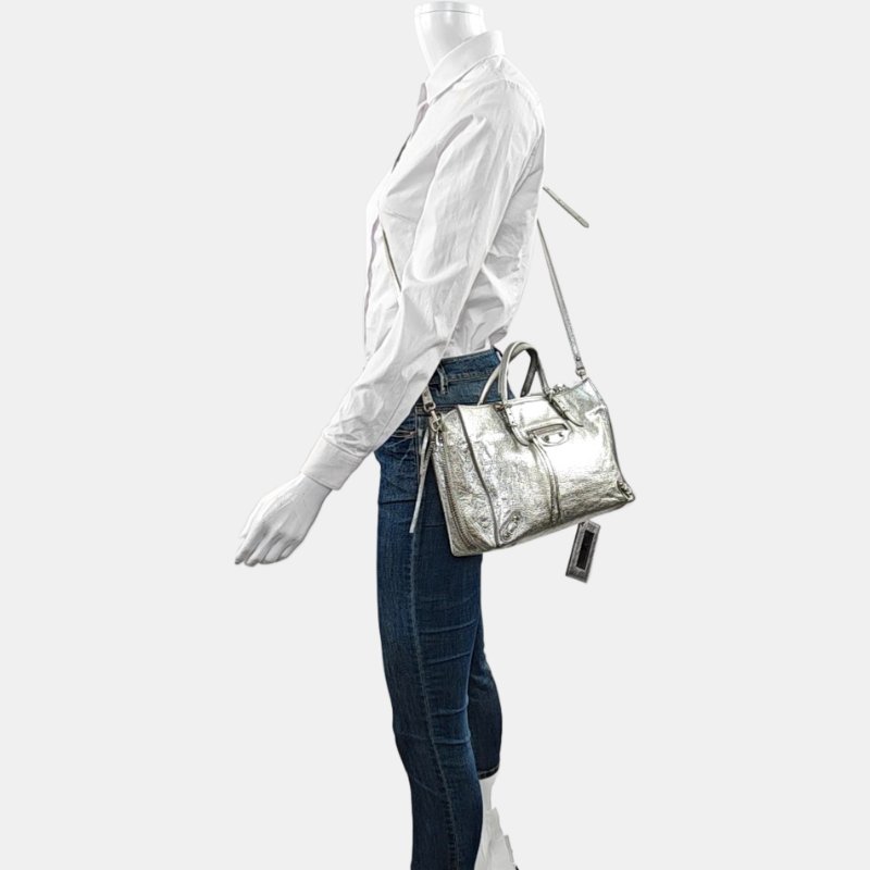 BALENCIAGA 銀色羊皮肩背包 斜背包 銀色五金 可拆卸肩帶-1