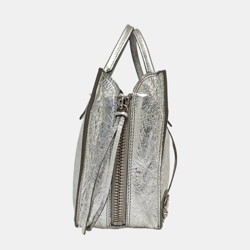 BALENCIAGA 銀色羊皮肩背包 斜背包 銀色五金 可拆卸肩帶-3