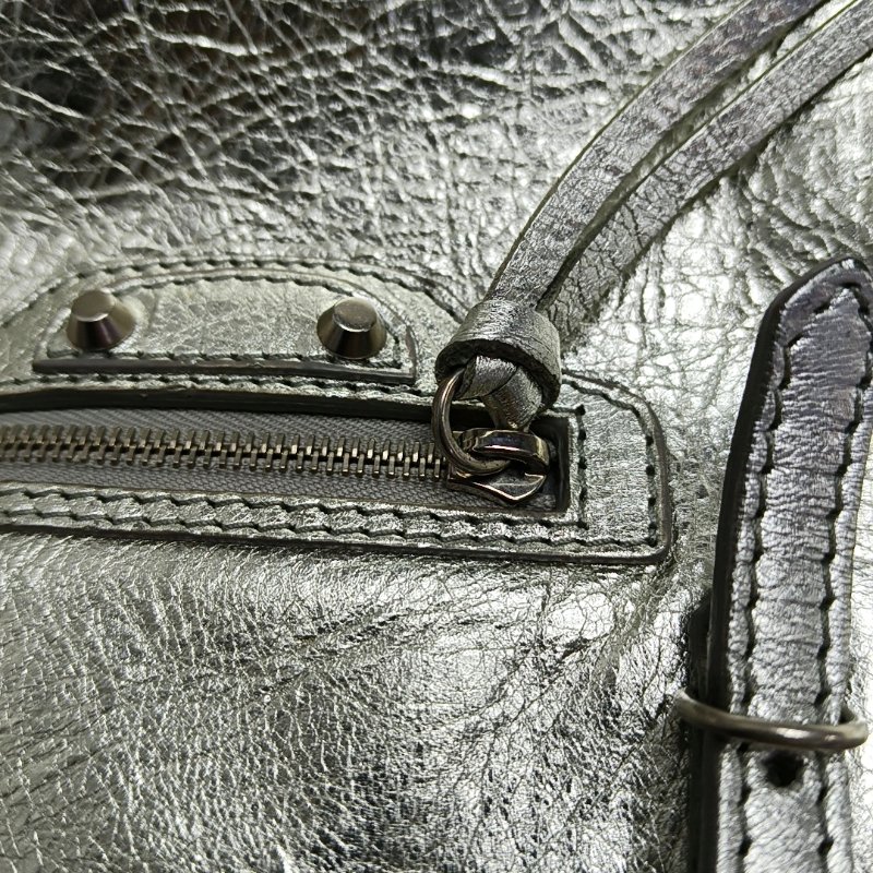 BALENCIAGA 銀色羊皮肩背包 斜背包 銀色五金 可拆卸肩帶-8