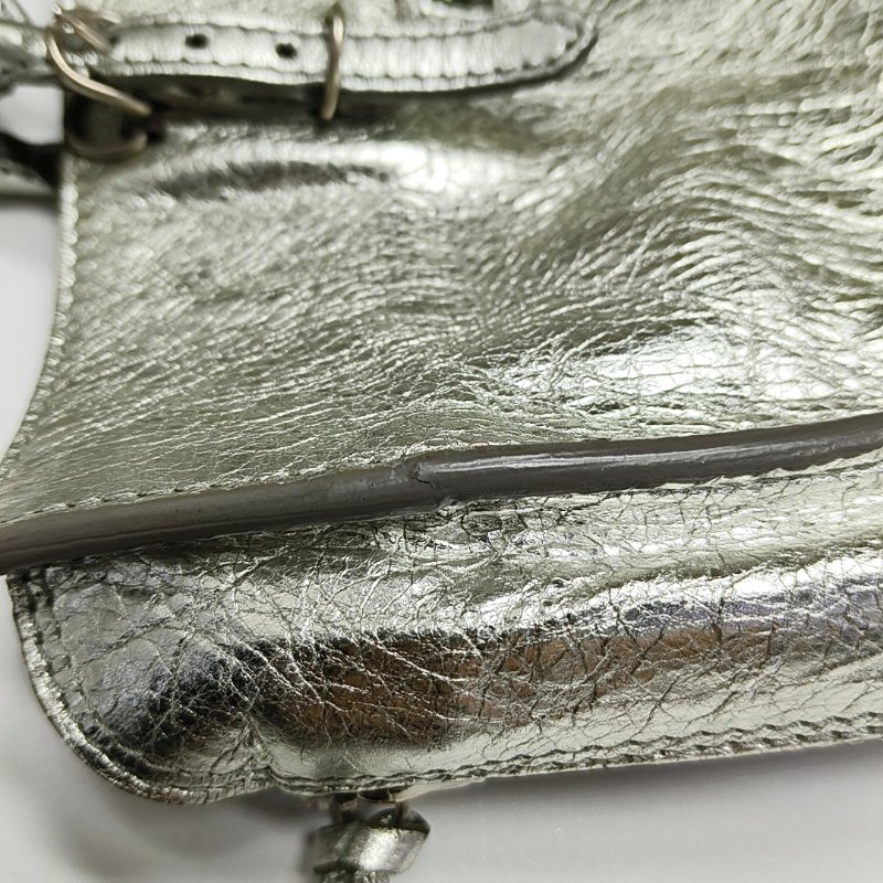 BALENCIAGA 銀色羊皮肩背包 斜背包 銀色五金 可拆卸肩帶-11