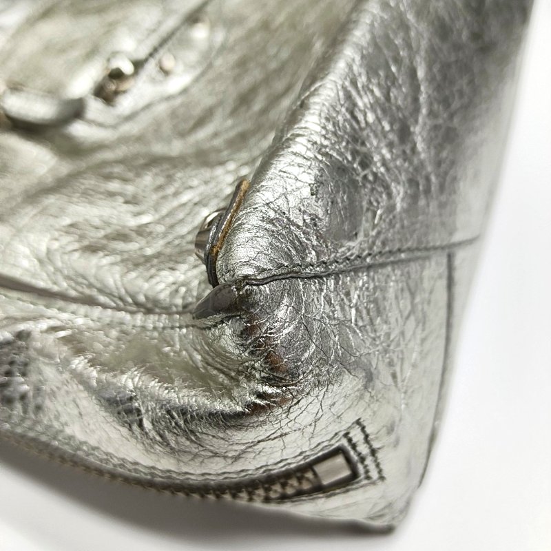 BALENCIAGA 銀色羊皮肩背包 斜背包 銀色五金 可拆卸肩帶-16