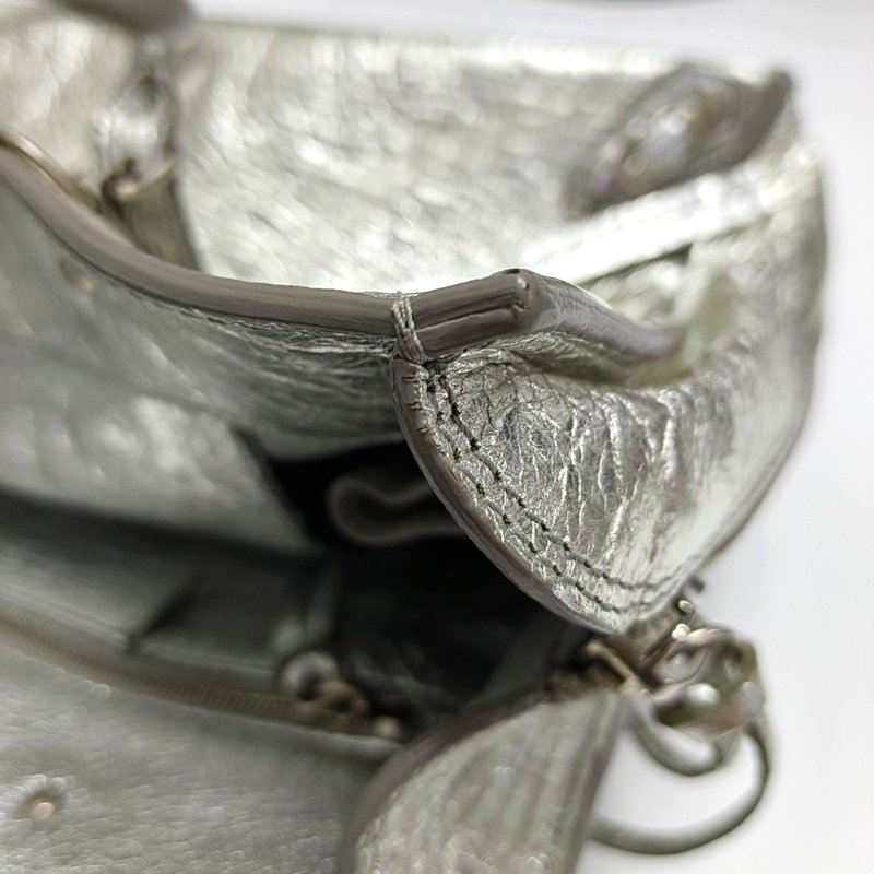 BALENCIAGA 銀色羊皮肩背包 斜背包 銀色五金 可拆卸肩帶-19