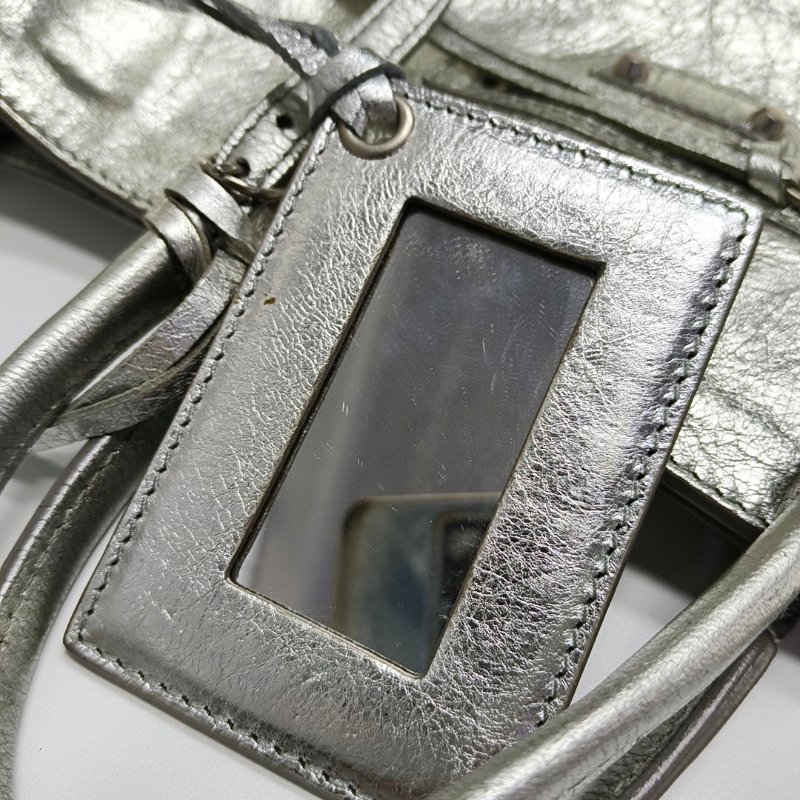 BALENCIAGA 銀色羊皮肩背包 斜背包 銀色五金 可拆卸肩帶-20