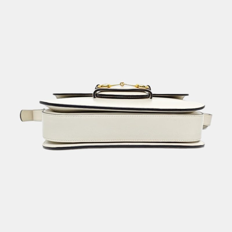 GUCCI Horsebit 1955 小號 白色牛皮馬銜扣 肩背包-5