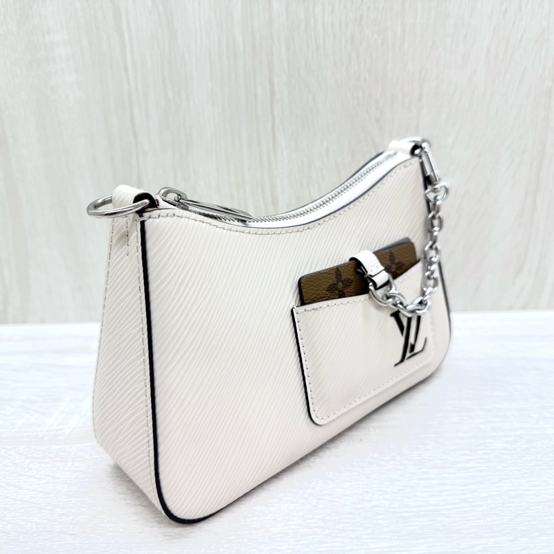 LV石英白Epi Marellini銀釦肩斜背包M20999-4