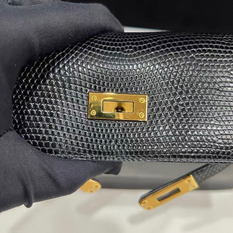 HERMES愛馬仕kelly danse 黑色 金扣 U刻 蜥蜴皮 98新有塵袋和肩帶、底板，照片票和證-14