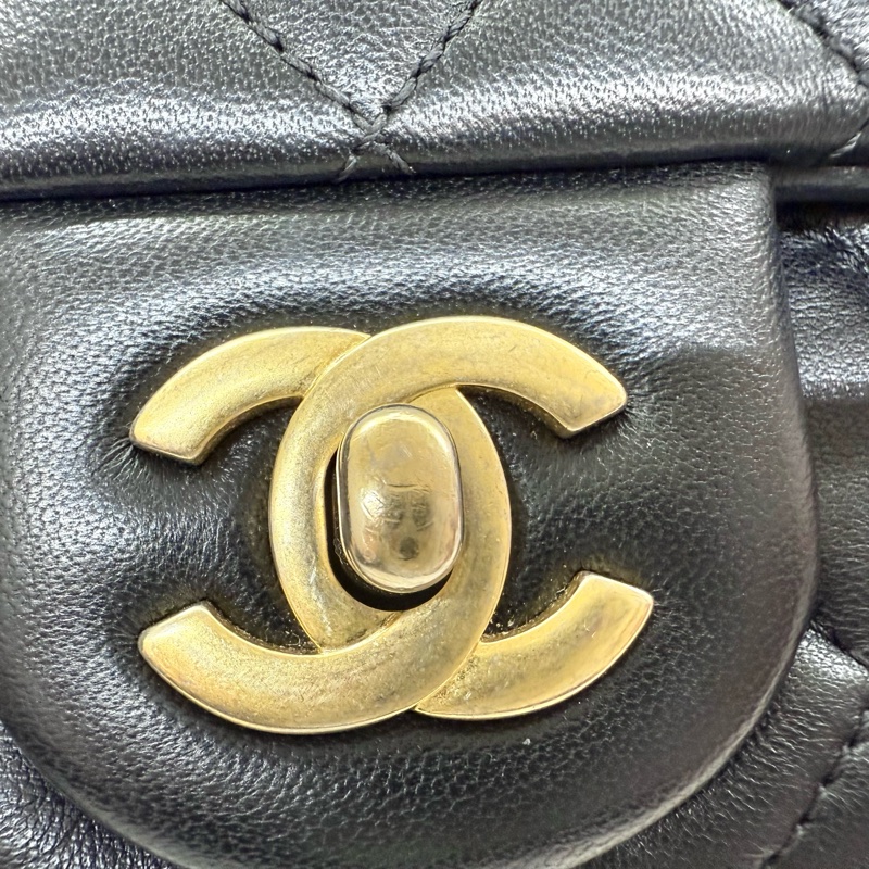 CHANEL黑金菱格羊皮金球方胖AS1786-15
