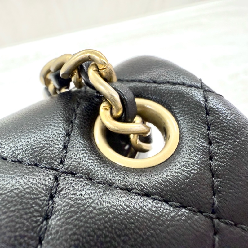 CHANEL黑金菱格羊皮金球方胖AS1786-16