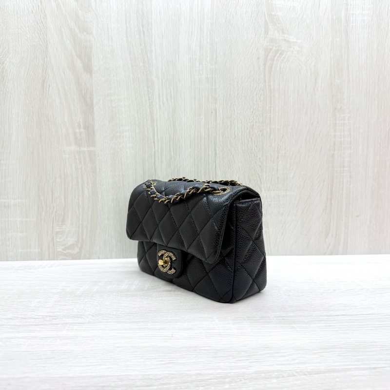 CHANEL黑金荔枝牛皮季節款方胖AS5098-2