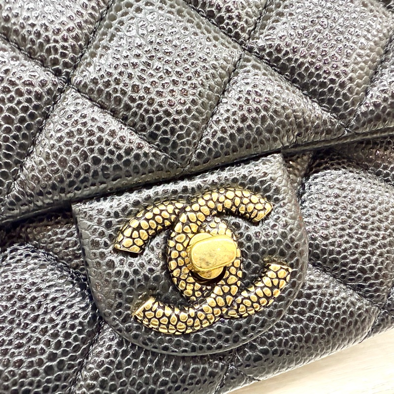 CHANEL黑金荔枝牛皮季節款方胖AS5098-8