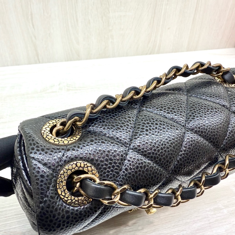 CHANEL黑金荔枝牛皮季節款方胖AS5098-9