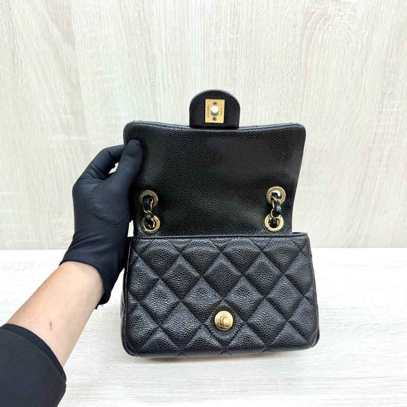 CHANEL黑金荔枝牛皮季節款方胖AS5098-10