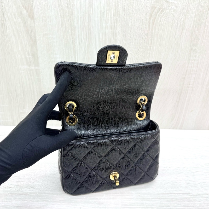 CHANEL黑金荔枝牛皮季節款方胖AS5098-11