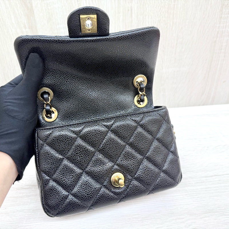 CHANEL黑金荔枝牛皮季節款方胖AS5098-15