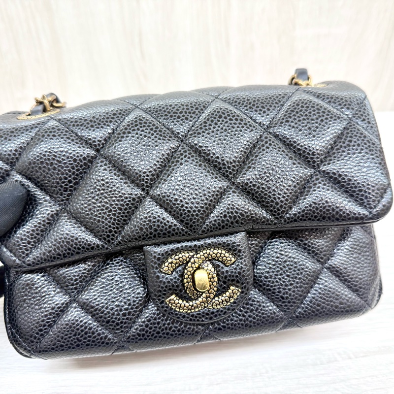 CHANEL黑金荔枝牛皮季節款方胖AS5098-16