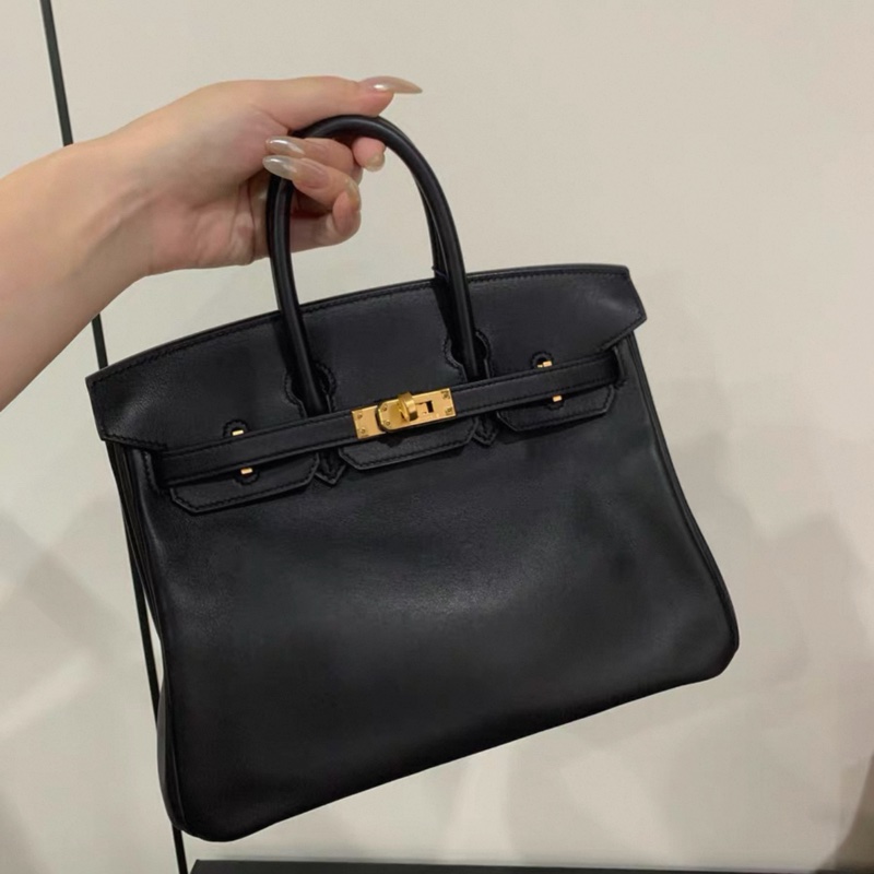 hermes愛馬仕 birkin25 黑金 Swift皮 C刻 有塵袋鎖頭鑰匙-0