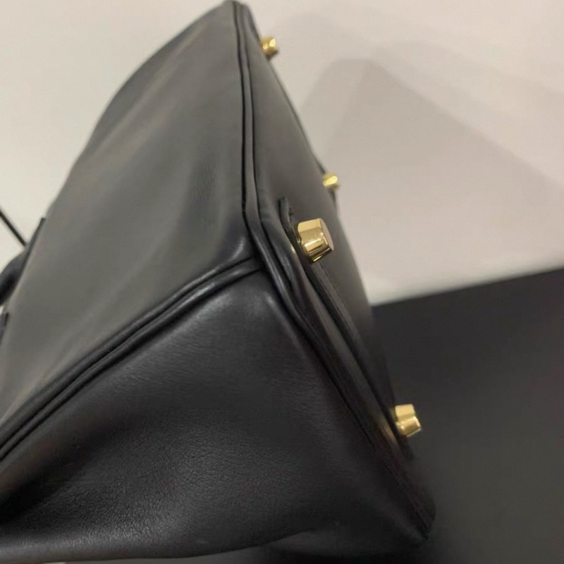 hermes愛馬仕 birkin25 黑金 Swift皮 C刻 有塵袋鎖頭鑰匙-8