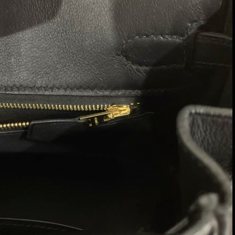 hermes愛馬仕 birkin25 黑金 Swift皮 C刻 有塵袋鎖頭鑰匙-9