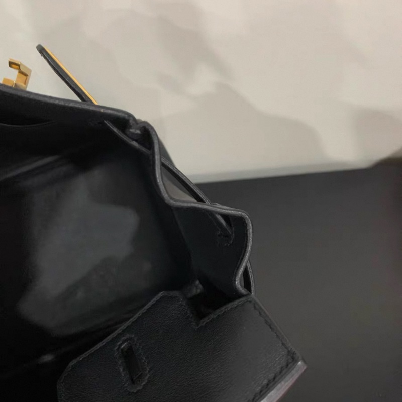 hermes愛馬仕 birkin25 黑金 Swift皮 C刻 有塵袋鎖頭鑰匙-12
