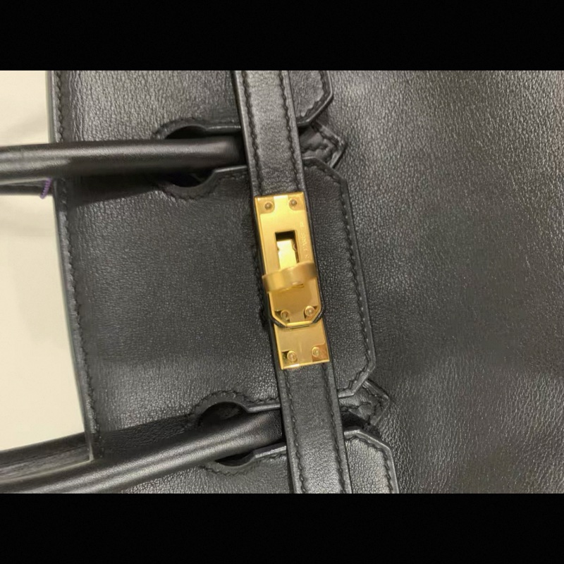 hermes愛馬仕 birkin25 黑金 Swift皮 C刻 有塵袋鎖頭鑰匙-15