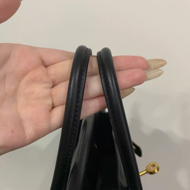 hermes愛馬仕 birkin25 黑金 Swift皮 C刻 有塵袋鎖頭鑰匙-17