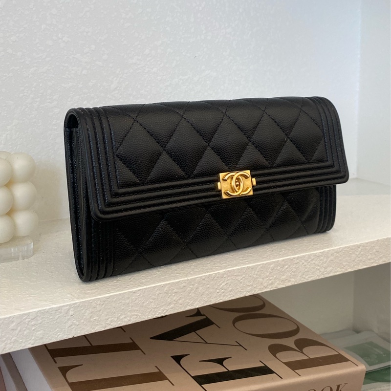 🏷️chanel boy黑金長夾/晶片款-0