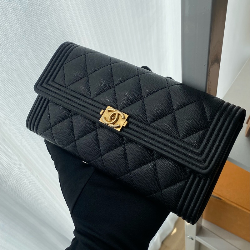 🏷️chanel boy黑金長夾/晶片款-1