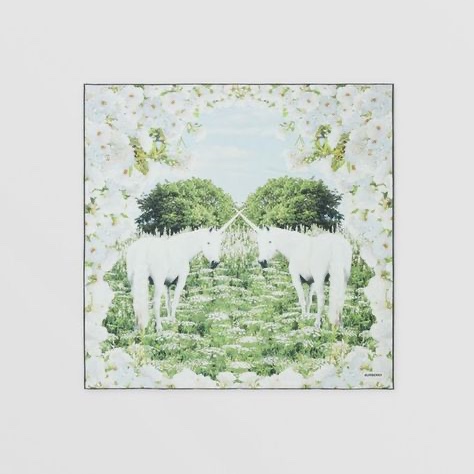 未使用品 Burberry獨角獸絲巾-0