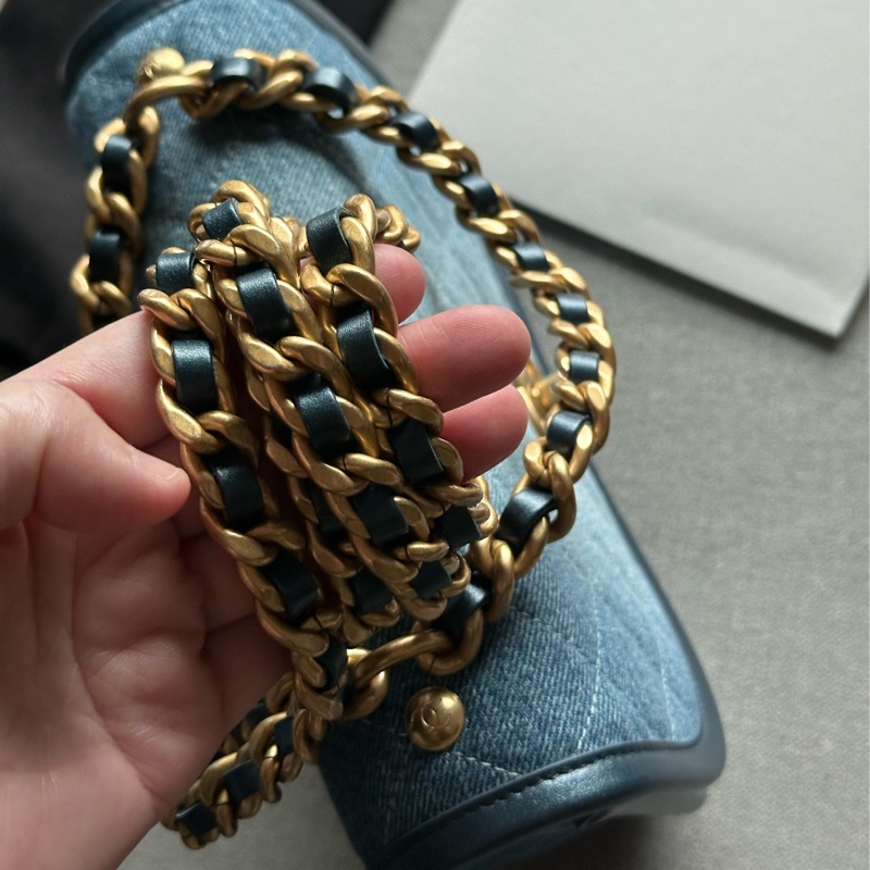 Chanel香奈兒絕美經典24S芯片款 牛仔馬鞍包Message bag手提包 肩背包🩵💙🩵-6