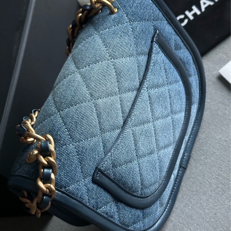 Chanel香奈兒絕美經典24S芯片款 牛仔馬鞍包Message bag手提包 肩背包🩵💙🩵-15