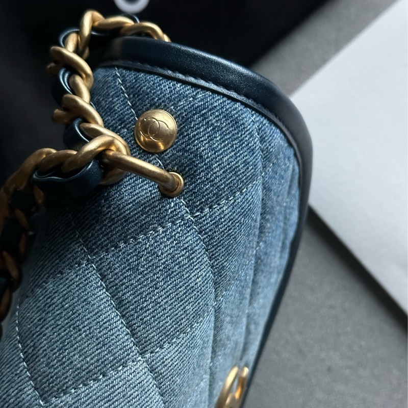 Chanel香奈兒絕美經典24S芯片款 牛仔馬鞍包Message bag手提包 肩背包🩵💙🩵-20