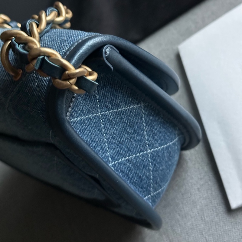 Chanel香奈兒絕美經典24S芯片款 牛仔馬鞍包Message bag手提包 肩背包🩵💙🩵-23