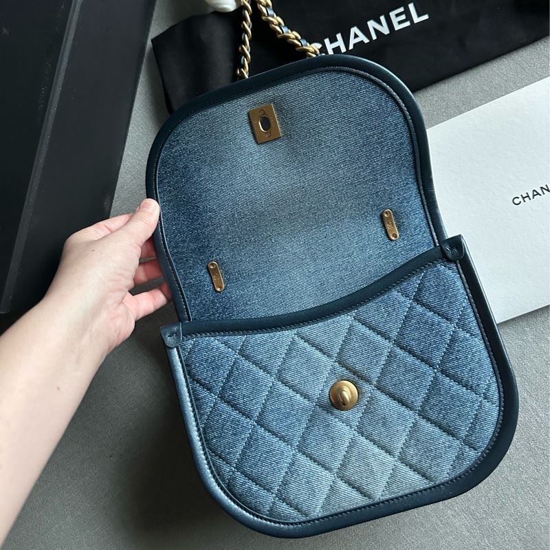 Chanel香奈兒絕美經典24S芯片款 牛仔馬鞍包Message bag手提包 肩背包🩵💙🩵-31