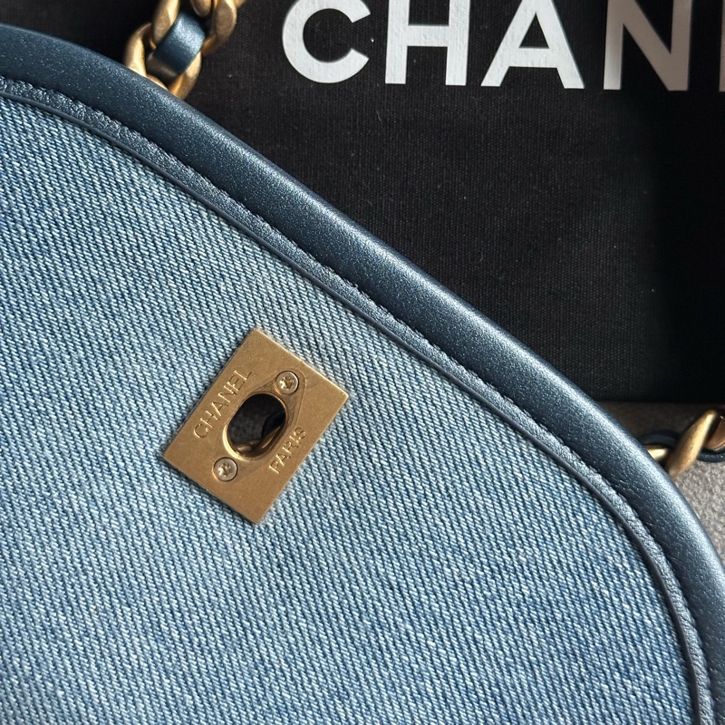 Chanel香奈兒絕美經典24S芯片款 牛仔馬鞍包Message bag手提包 肩背包🩵💙🩵-33