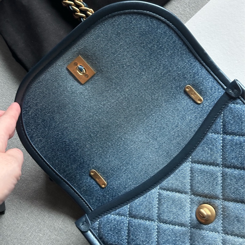 Chanel香奈兒絕美經典24S芯片款 牛仔馬鞍包Message bag手提包 肩背包🩵💙🩵-36