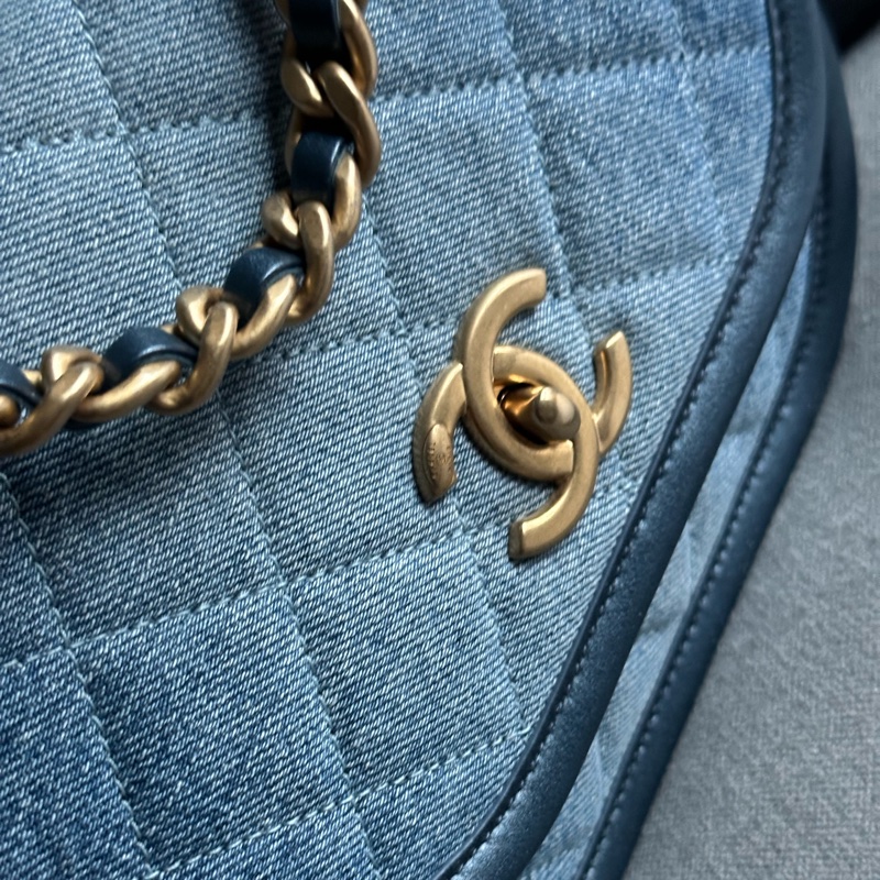 Chanel香奈兒絕美經典24S芯片款 牛仔馬鞍包Message bag手提包 肩背包🩵💙🩵-37