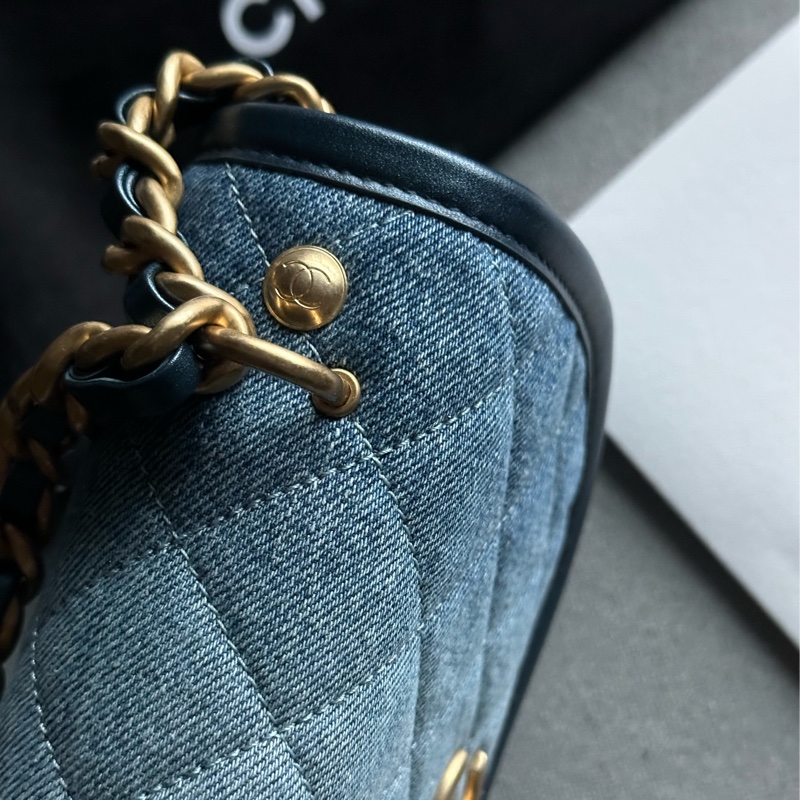 Chanel香奈兒絕美經典24S芯片款 牛仔馬鞍包Message bag手提包 肩背包🩵💙🩵-39