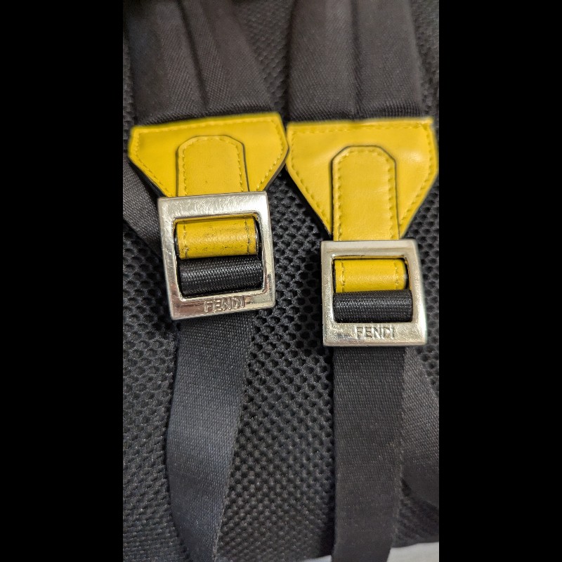 FENDI 男士 Corner Bugs 雙肩包,黑色和向日葵色 (7VZ042-A9ZB-F0R2A)-8