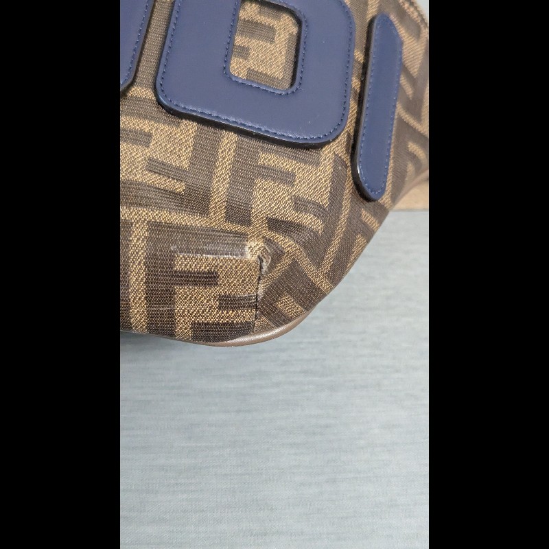 FENDI x FILA 限量 男女同款 聯名款腰包斜挎包 MANIA系列 FF LOGO 咖啡色-5