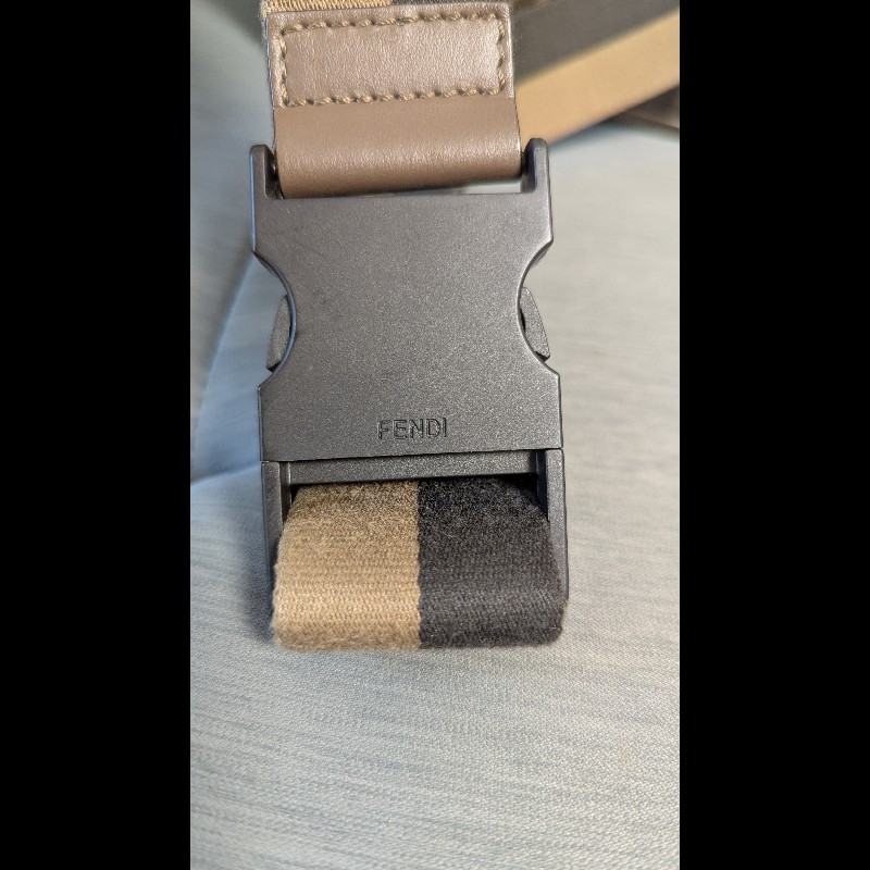 FENDI x FILA 限量 男女同款 聯名款腰包斜挎包 MANIA系列 FF LOGO 咖啡色-8