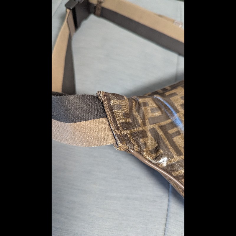 FENDI x FILA 限量 男女同款 聯名款腰包斜挎包 MANIA系列 FF LOGO 咖啡色-9