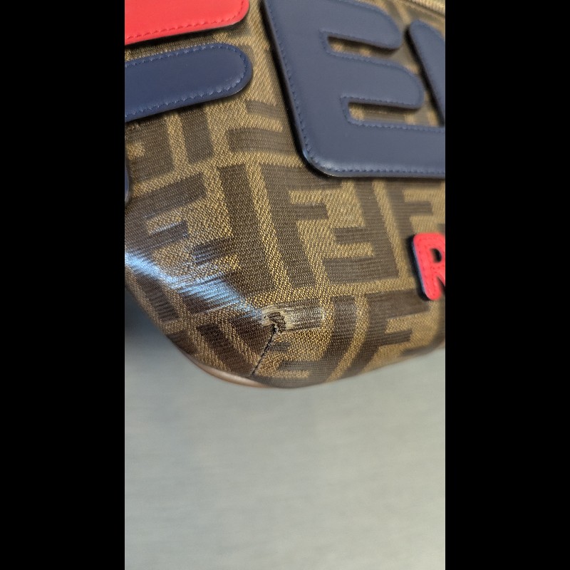 FENDI x FILA 限量 男女同款 聯名款腰包斜挎包 MANIA系列 FF LOGO 咖啡色-12