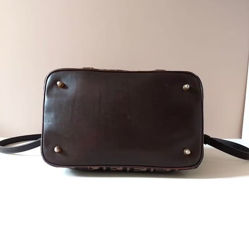 【LA LUNE】稀有中古二手Fendi老花復古波士頓小包斜背包單肩包側背包皮革包-2