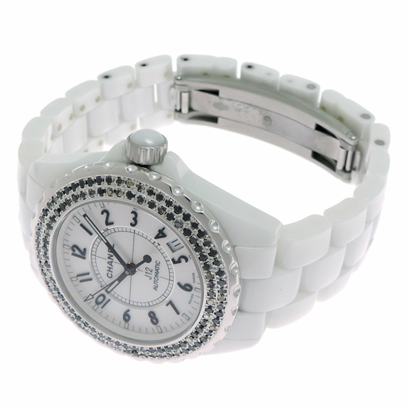 香奈兒 J12 38毫米錶圈鑲嵌黑色鑽石女士腕錶 H0970-1