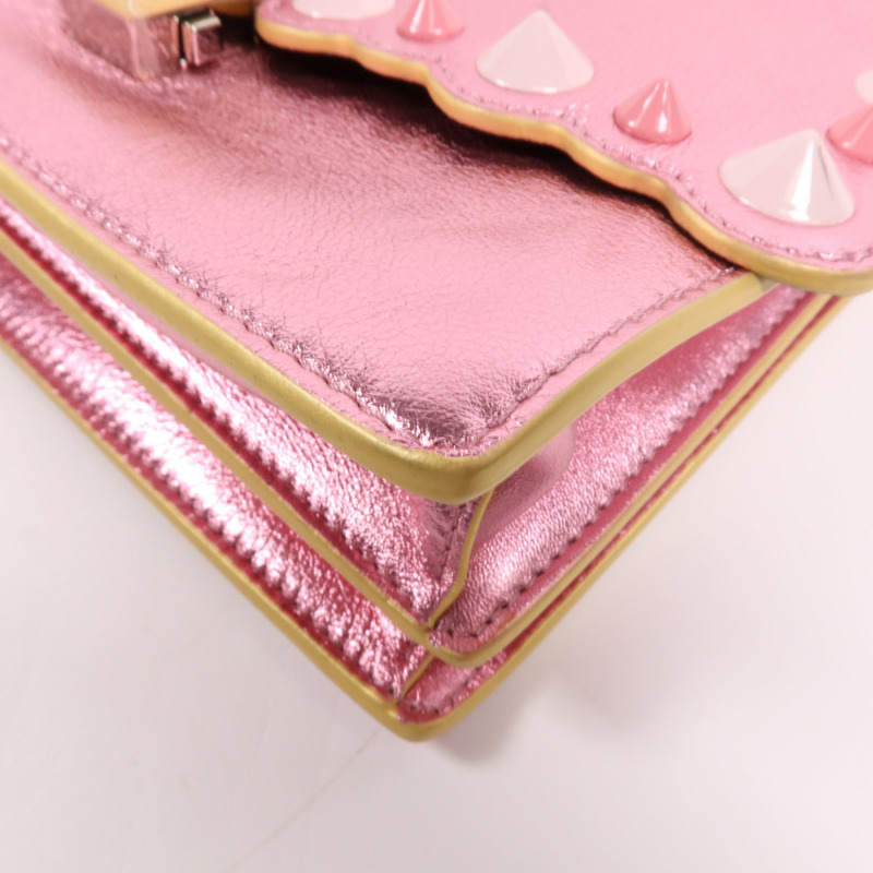 FENDI 牛皮皮革Ken I銀扣鏈帶肩背袋-4