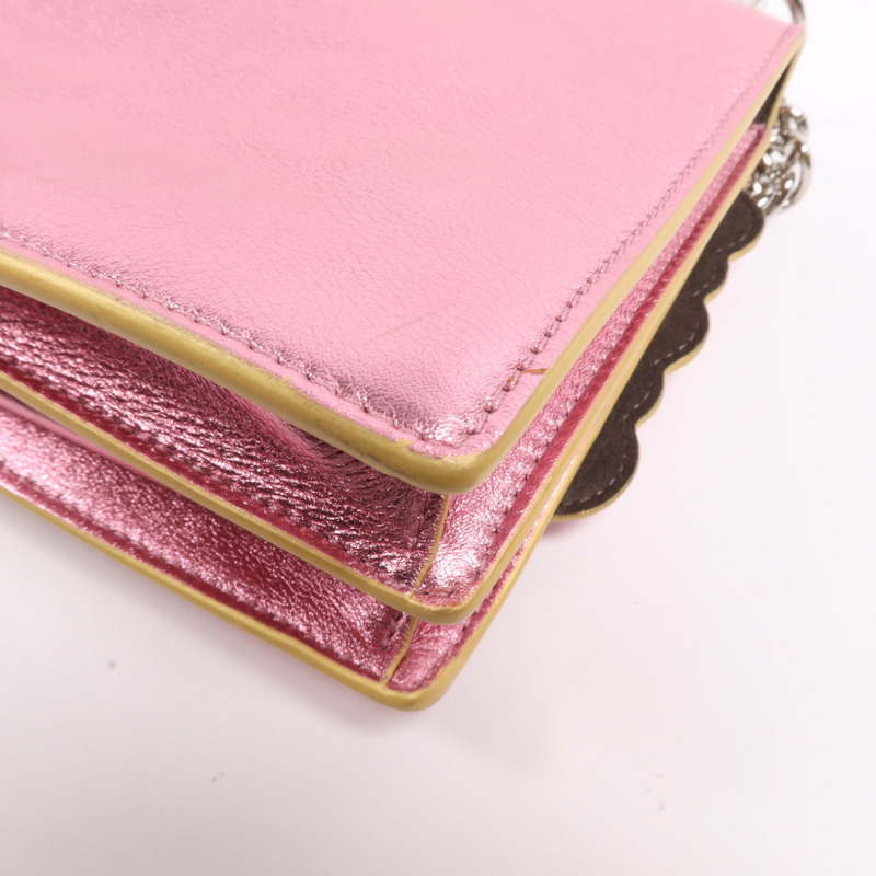 FENDI 牛皮皮革Ken I銀扣鏈帶肩背袋-6