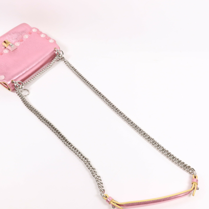 FENDI 牛皮皮革Ken I銀扣鏈帶肩背袋-8