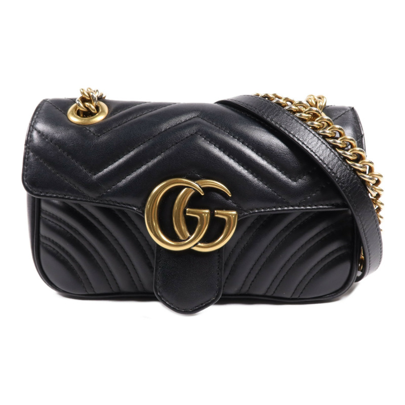 GUCCI 牛皮皮革GG Marmont金扣鏈帶肩背袋-0