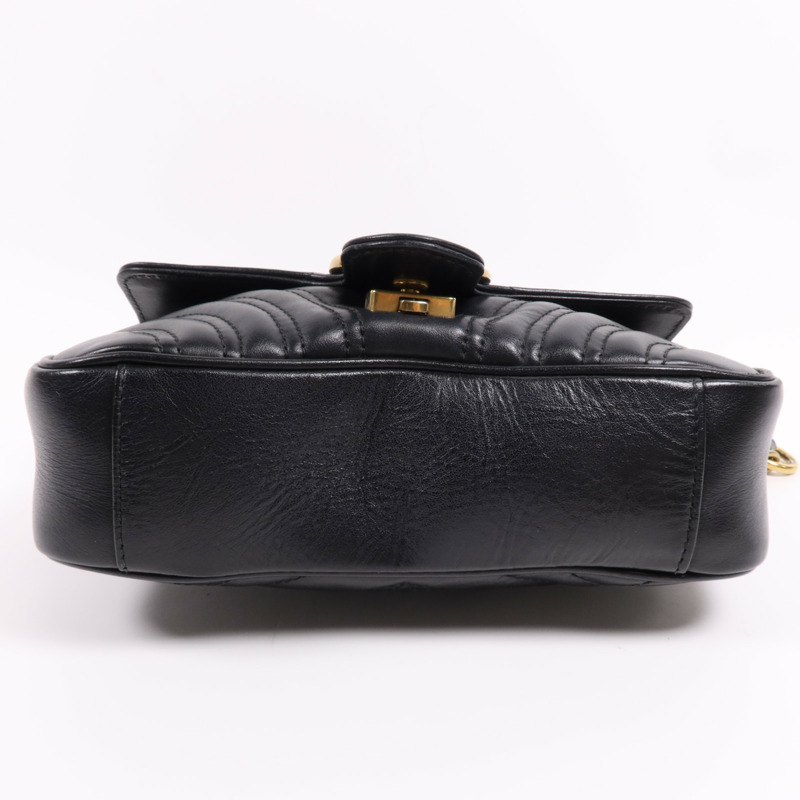 GUCCI 牛皮皮革GG Marmont金扣鏈帶肩背袋-3