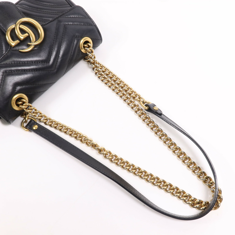 GUCCI 牛皮皮革GG Marmont金扣鏈帶肩背袋-8